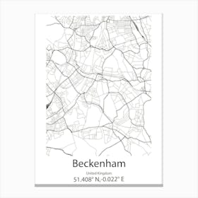 Beckenham,United Kingdom Minimalist Map Canvas Print