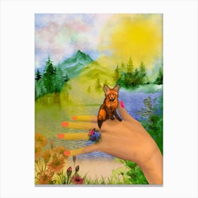 Light - Fox in Hand Canvas Print