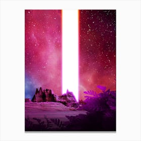 Neon landscape: Abstract canyon #2 [synthwave/vaporwave/cyberpunk] — aesthetic retrowave neon poster Canvas Print