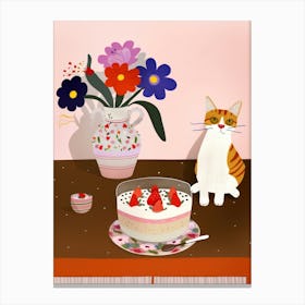 Cat And A Trifle Cake 1 Canvas Print