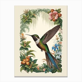 Hummingbird botanical flower beauty 1 Canvas Print