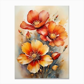 A Bunch Of Blooming Flowers Painting (28) Canvas Print