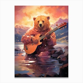 Bear Playing Guitar Canvas Print