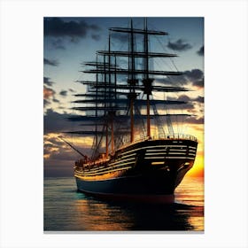 Sailing Ship At Sunset 7 Canvas Print