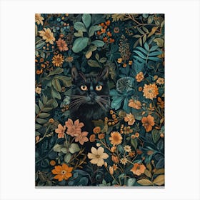 Black Cat In The Garden 5 Canvas Print