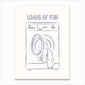 Loads Of Fun Basket Laundry Blue Poster Lienzo