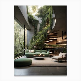 Modern Living Room With Plants Canvas Print