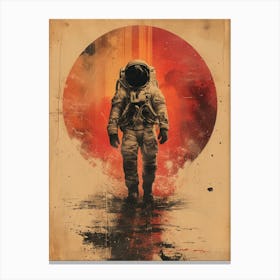 Space Odyssey: Retro Poster featuring Asteroids, Rockets, and Astronauts: Astronaut Canvas Print Canvas Print
