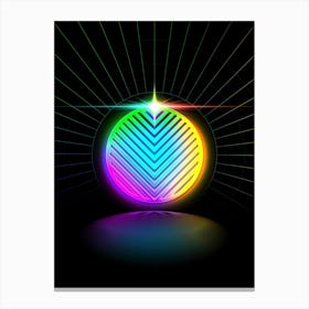 Neon Geometric Glyph in Candy Blue and Pink with Rainbow Sparkle on Black n.0469 Canvas Print