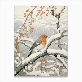 Winter Bird Painting Finch 4 Canvas Print