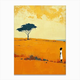 Girl In The Savannah, Africa Canvas Print