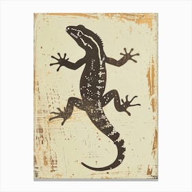 Green Crested Gecko Blockprint 2 Canvas Print