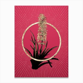 Gold Snake Plant Glitter Ring Botanical Art on Viva Magenta n.0127 Canvas Print