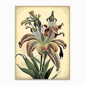 Tiger Lily 2 Floral Botanical Vintage Poster Flower Canvas Print