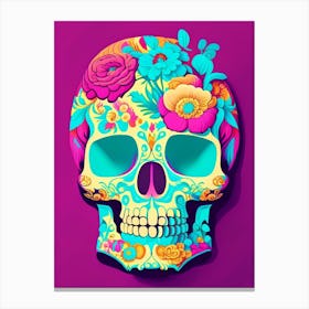 Skull With Floral Patterns Pastel 2 Pop Art Canvas Print
