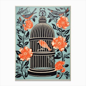Floral Bird Cage  Canvas Print