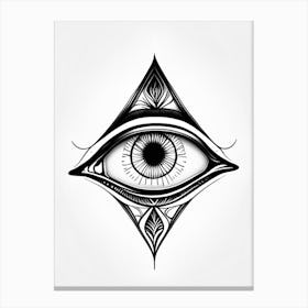 Clarity, Symbol, Third Eye Simple Black & White Illustration 1 Canvas Print
