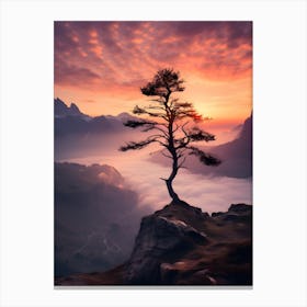 Lone Tree At Sunset 1 Canvas Print