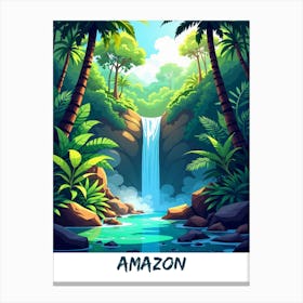 Amazon Jungle Waterfall Canvas Print