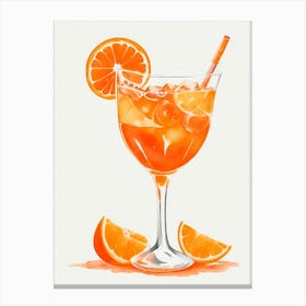 Aperol With Ice And Orange Watercolor Vertical Composition 34 Canvas Print