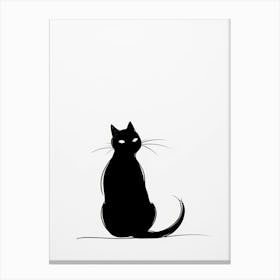 Black And White Ink Cat Line Drawing 4 Canvas Print
