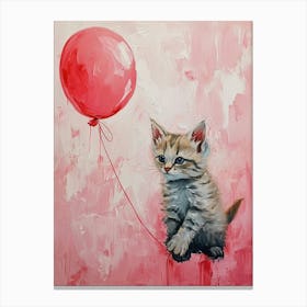 Cute Cat 7 With Balloon Canvas Print