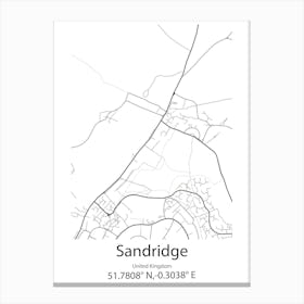 Sandridge,United Kingdom Minimalist Map Canvas Print