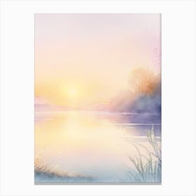 Sunrise Over Lake Waterscape Gouache 2 Canvas Print