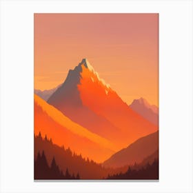 Misty Mountains Vertical Composition In Orange Tone 119 Canvas Print