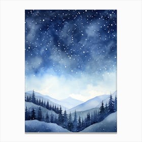 Winter Landscape Watercolor Painting 6 Canvas Print