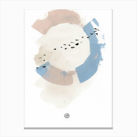 Murmuration 5 - minimal abstract birds flock beige blue Canvas Print