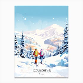 Courchevel   France, Ski Resort Poster Illustration 1 Canvas Print
