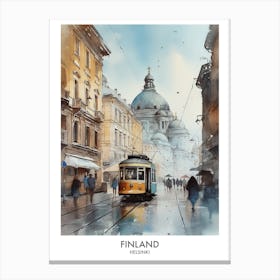 Helsinki, Finland 3 Watercolor Travel Poster Canvas Print
