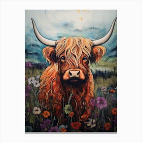 Highland Cow Illustration 2 Canvas Print