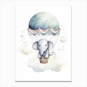 Baby Elephant 4 In A Hot Air Balloon Canvas Print