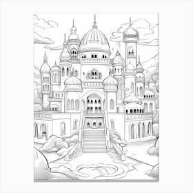 The Sultan S Palace (Aladdin) Fantasy Inspired Line Art 1 Canvas Print