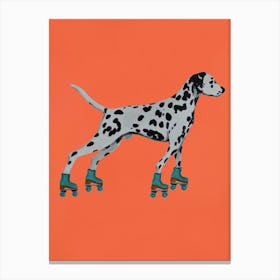 Dalmatian With Rollerskates Canvas Print