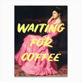 Waiting For Coffee Neon Canvas Print