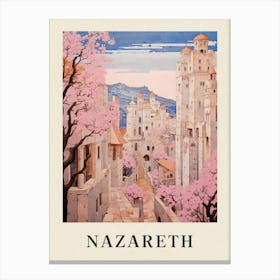 Nazareth Israel 3 Vintage Pink Travel Illustration Poster Canvas Print