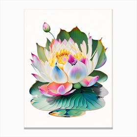 Blooming Lotus Flower In Lake Decoupage 2 Canvas Print