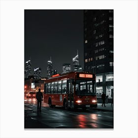 City Bus At Night Canvas Print