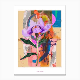 Flax Flower 1 Neon Flower Collage Poster Canvas Print