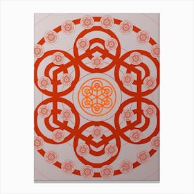 Geometric Abstract Glyph Circle Array in Tomato Red n.0181 Canvas Print