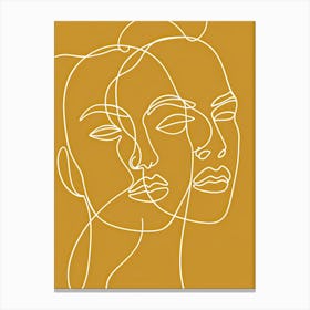 Line Art Intricate Simplicity In Yellow 5 Canvas Print