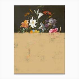 Collage Vintage Flowers, Modern Neutral Eclectic Art Canvas Print