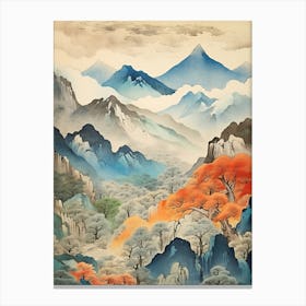 The Japanese Alps In Multiple Prefectures, Ukiyo E Drawing 4 Canvas Print