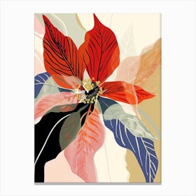 Colourful Flower Illustration Poinsettia 4 Canvas Print