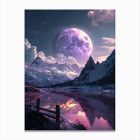 Full Moon Over Mountains Canvas Print