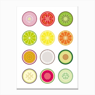 Fruit And Vegetable Segments Canvas Print