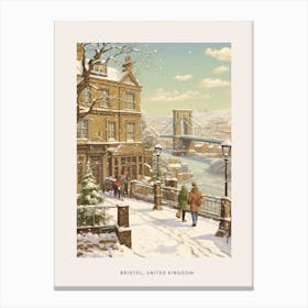 Vintage Winter Poster Bristol United Kingdom Canvas Print